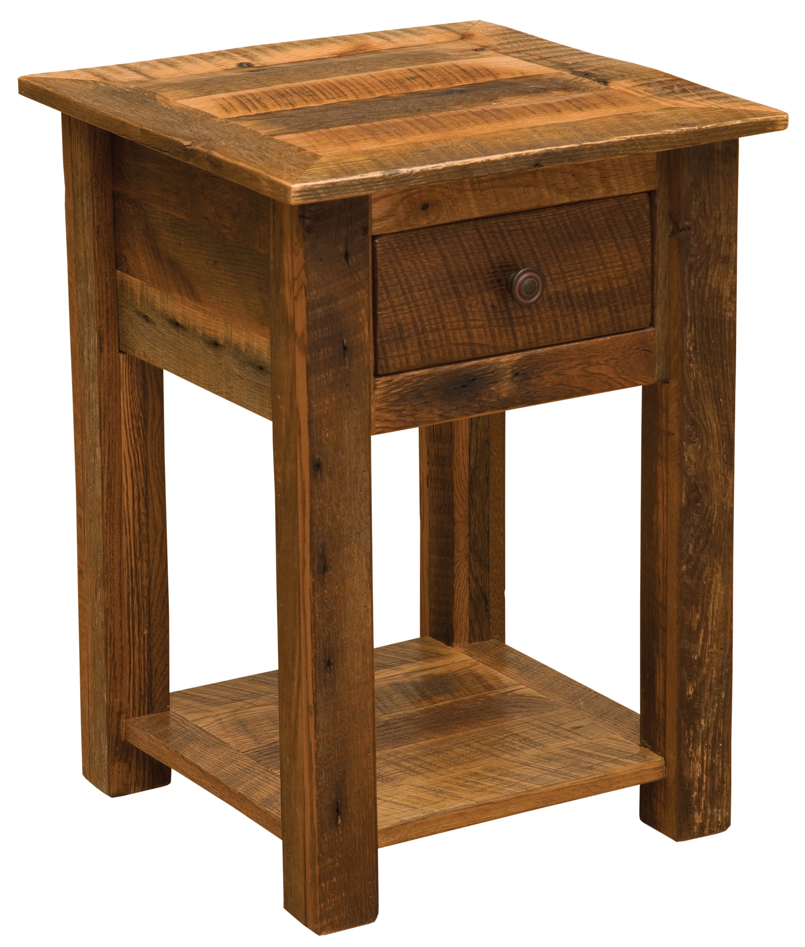Barnwood One Drawer Nightstand With Shelf Fireside Lodge Furniture